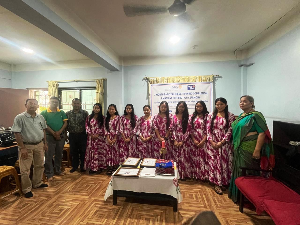 Rotary completes 3-month basic tailoring training and distributes machines