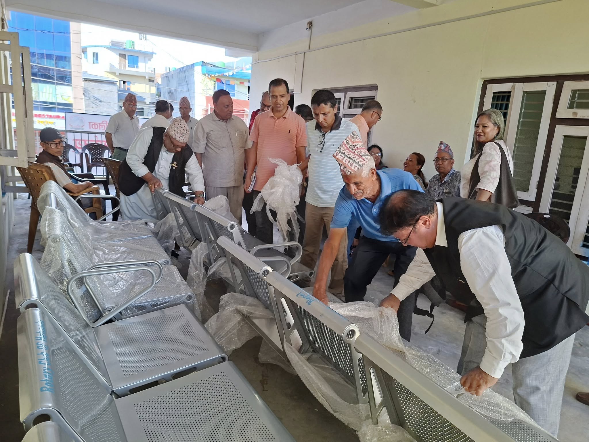 Distribution of Three seater matel chair to Ward No. 4, which was damaged by the Sept 9 protests.