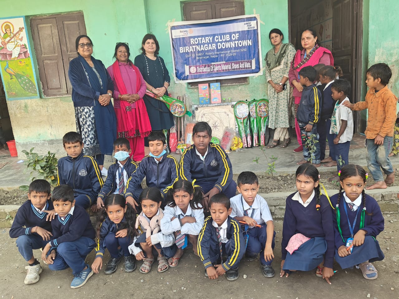 Sports material handover at Community schools
